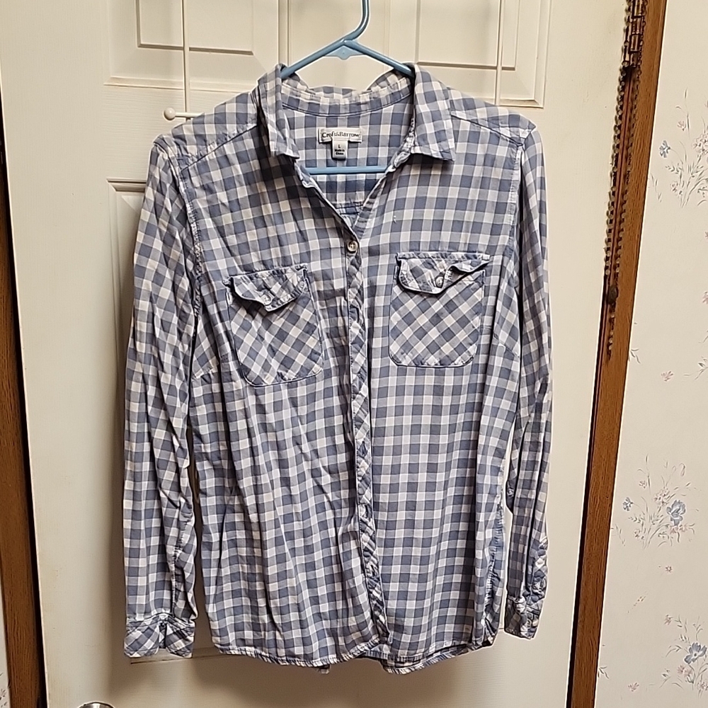 Croft & Barrow Blue and White Checkered Button Down Shirt
